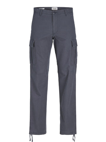 JACK & JONES Mens Cargo Combat Trouser Relaxed Fit Button Fastening Pants for Men UK, India Ink- 32W / 32L