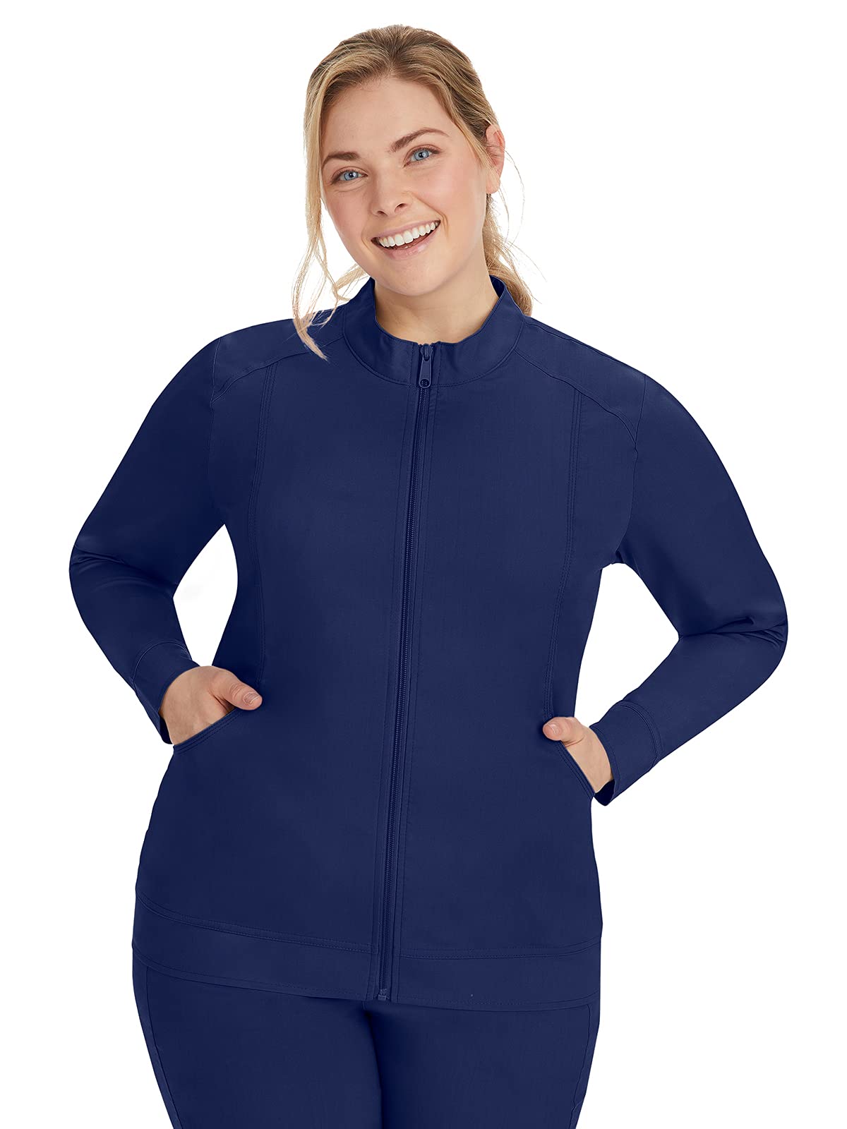 Healing Hands Scrub Jacket for Women 2 Pocket Purple Label Scrubs 5038 Dakota Zip up Womens Jacket Navy S