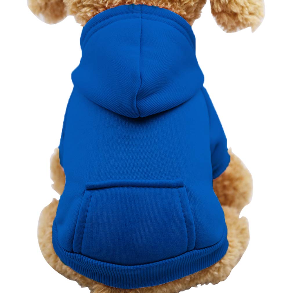 Jecikelon Winter Dog Hoodie Sweatshirts with Pockets Warm Dog Clothes for Small Dogs Chihuahua Coat Clothing Puppy Cat Custume (Large, Dark Blue)