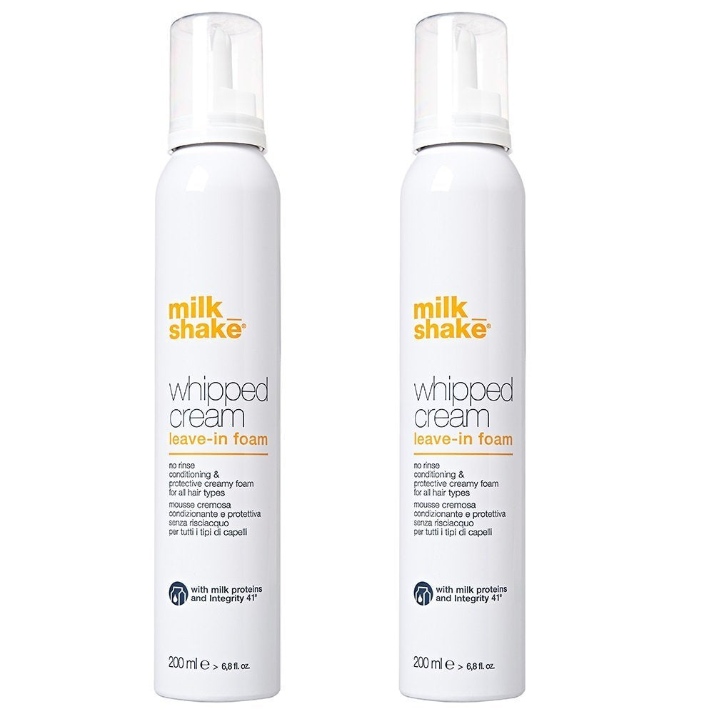 Milk shake whipped cream leave in foam, duo pack of 2 x 200 ml, conditioning and protective creamy foam for all hair types, 400ml