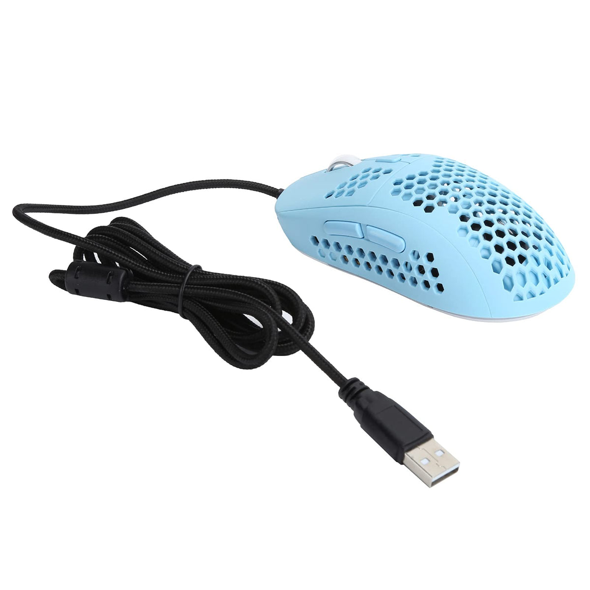 USB Gaming Mouse, Honeycomb Hollow Ultralight Wired Mouse with Backlight, 6400 Adjustable DPI Optical Sensor,7 Control Keys RGB Gaming Mouse(blue)