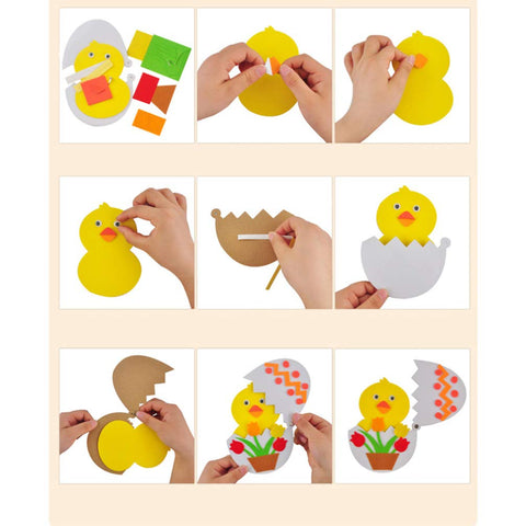 4pcs Handmade Out of Shell Egg Easter Basket Fillers for Easter Felt Crafts for Kids DIY Material Ornament Paper Easter Crafts for Kids Extra Large Basket Chick Flowers Child