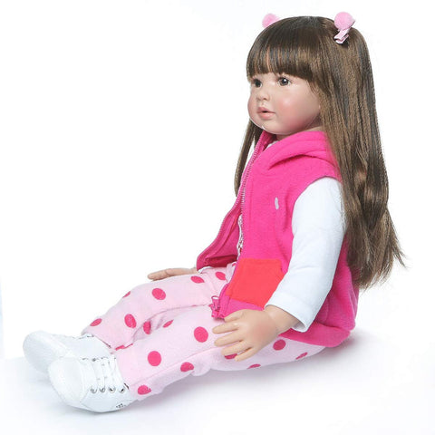 TERABITHIA 24inch 60cm Lifelike Big Size Silicone Vinyl Reborn Toddler Princess Girl Doll Stuffed Cloth Body Newborn Dolls Child Xmas Birthday Gift