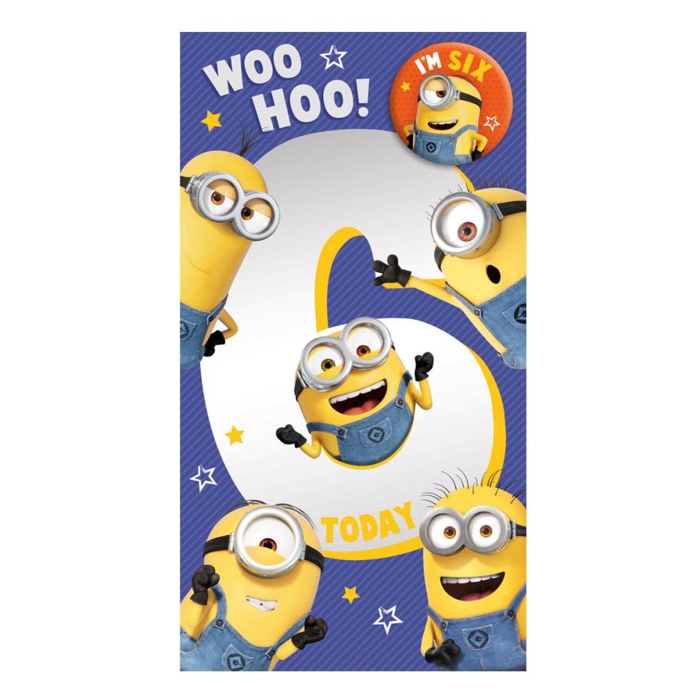Danilo Promotions LTD Age 6 Minions Card, Happy 6th Birthday Card Minions, Despicable Me Age 6 Birthday Card, 6th Birthday Card
