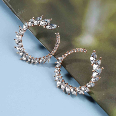 Yheakne Vintage Rhinestone Hoop Earrings Gold Round Circle Studs Earrings Bright Crystal Earrings Bling Wedding Earrings Jewelry for Women and Girls