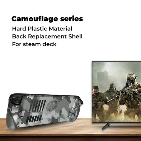 Back Plate Shell for Steam Deck, Better Heat Dissipation Back Cover DIY Edition Replacement Back Housing Case for Steam Deck Gaming Consoles (Camouflage)