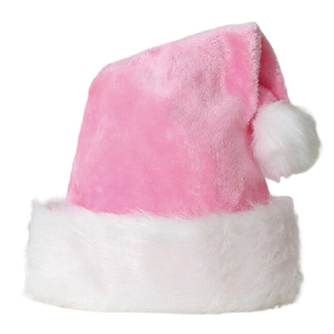 Ankelesz Santa Hat, Xmas Hat for Adults, Touch Soft Velvet Thickened Santa Hats for Christmas New Year Party Supplies (Pink)