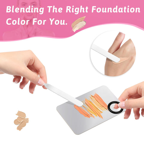 Abeillo Makeup Mixing Palette, 5 Piece Set Makeup Palette Tray, Foundation Mixing Palette with Stir Stick, Spatula for Foundation Eye Shadow Lipsticks