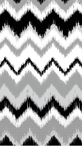 Amscan Chevron Ikat Grey Disposable 2 Ply Paper Guest Towels Tableware (16 Piece), 8" x 4.5", Black/White/Gray