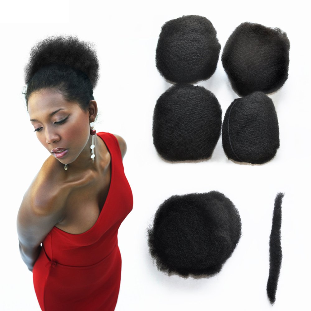 YONNA Hair 4pcs/lot Tight Afro Kinky Bulk Hair 100% Human Hair For DreadLocks,Twist Braids Jet Black,#1,8" inch