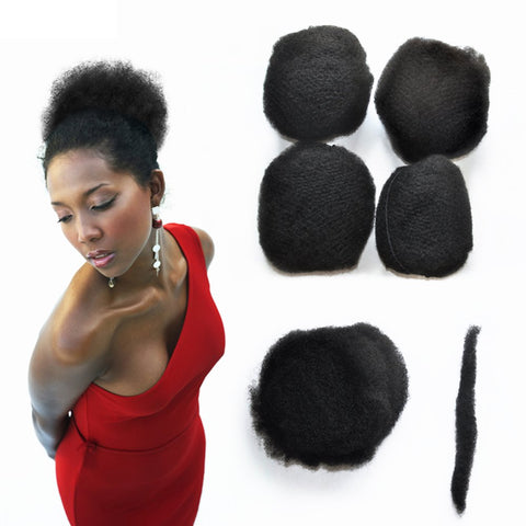YONNA Hair 4pcs/lot Tight Afro Kinky Bulk Hair 100% Human Hair For DreadLocks,Twist Braids Jet Black,#1,8" inch