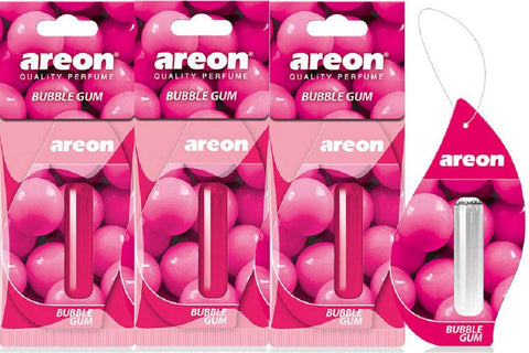 AREON Liquid Car Perfume Air Freshener Bubble Gum Sweets Bubblegum Scent Hanging Pendant Long Lasting 3D 5 ml Multi Pack Set of 3