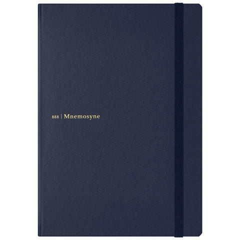 Maruman MNEMOSYNE Journal Notebook, 8.5 x 6.02 Inches (A5), 5mm dot grid, Hard cover with Elastic band, Bookmarks & Inner pocket, 90 gsm, 120 Sheets/240 Pages, Navy, 1 ea. (N888-72)