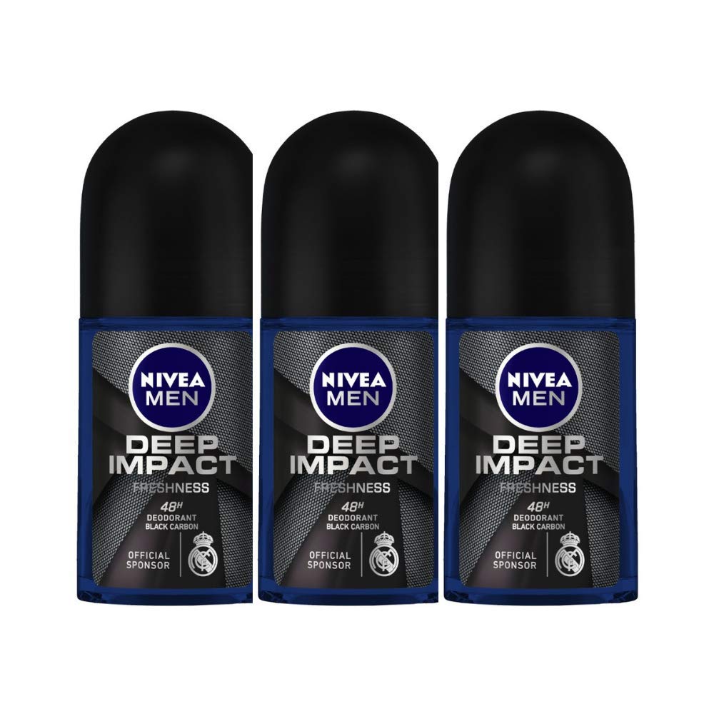 Nivea Men Deep Impact Freshness Deodorant Roll-on - For Men, 50ml, 50 ml (Pack of 3)