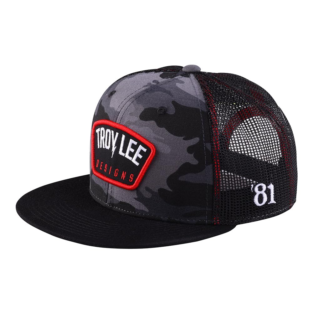 Troy Lee Designs Trucker Snapback, Bolt Patch Black Camo, OSFA