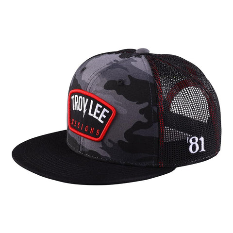 Troy Lee Designs Trucker Snapback, Bolt Patch Black Camo, OSFA