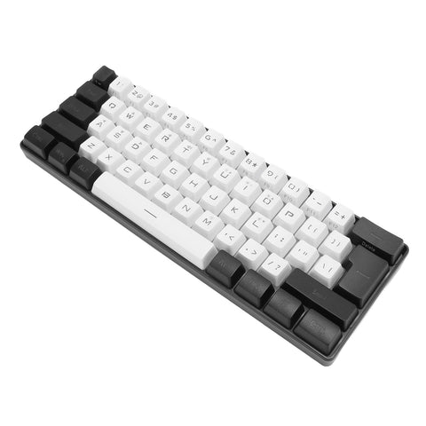 Gaming Keyboard, Wired Ergonomic Keyboard 61 Keys Contrast Color for Family (Grey and Black)