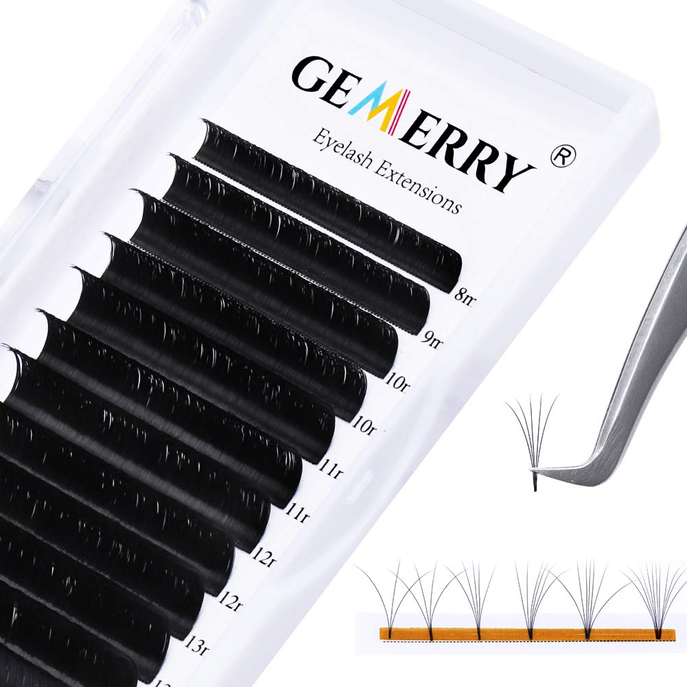 Volume Eyelash Extensions 0.07 D Curl 8-14mm Mixed Volume Lash Extensions Easy Fan Lashes Self Fanning 2D-10D Rapid Blooming Lash Extension Supplies 8-25mm (0.07-D Curl, Mix 8-14mm)