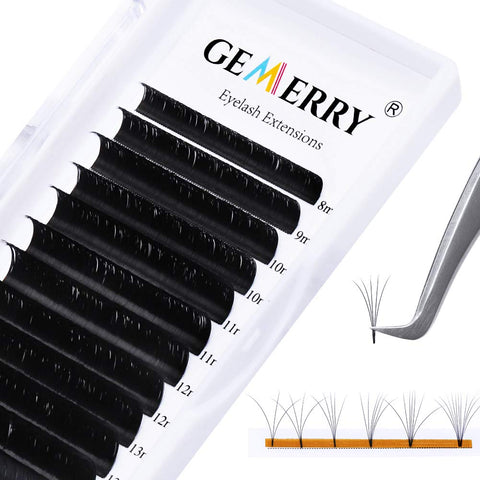Volume Eyelash Extensions 0.07 D Curl 8-14mm Mixed Volume Lash Extensions Easy Fan Lashes Self Fanning 2D-10D Rapid Blooming Lash Extension Supplies 8-25mm (0.07-D Curl, Mix 8-14mm)