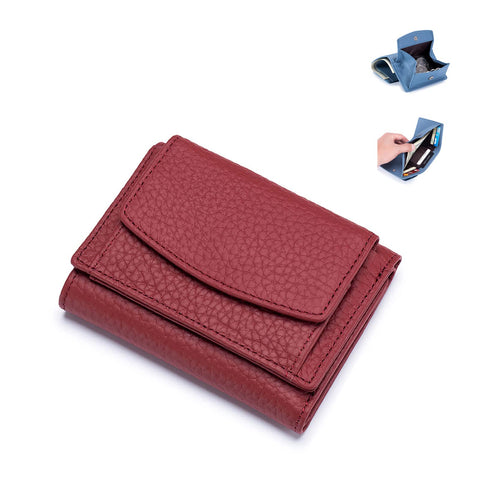 Handmade Rfid Soft Leather Purse - Womens Foldable Short Wallet, Minimalist Small Trifold Wallet, Lady Pocket Coin Purse, Multi Card Holders Wallet (3)