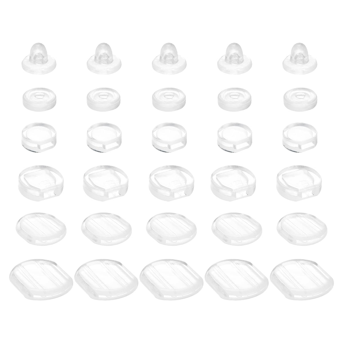 uxcell Earring Pads, 96pcs 6 Styles - Silicone Clip-on Earring Backs, Comfort Earrings Cushions Replacements (Clear)
