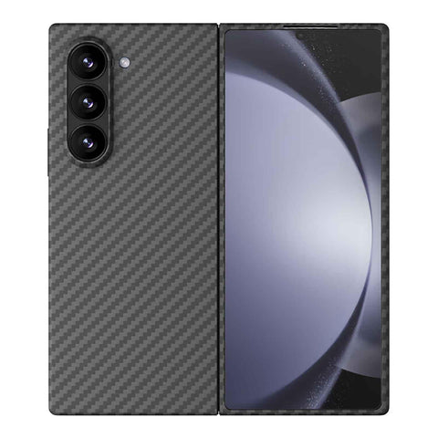 Sisyphy Aramid Fiber Case for Samsung Galaxy Z Fold 6 5G with Carbon Fiber Texture, Super Slim Protective Cover Skin, Soft Touch Sturdy Durable Case, Snap-on Back Cover