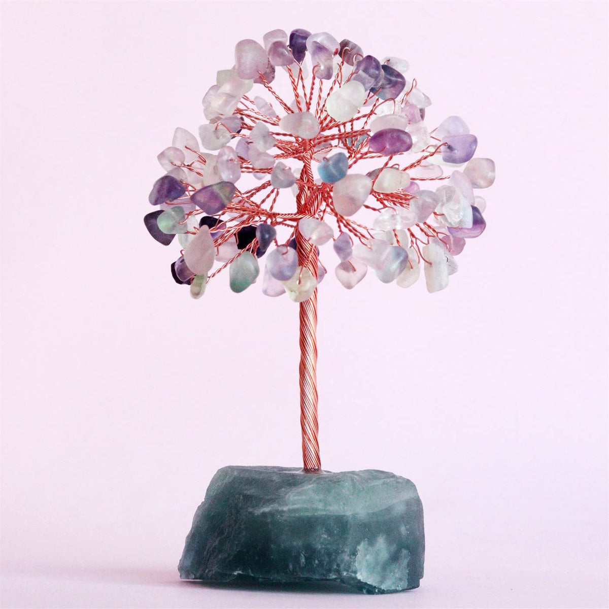 YATOJUZI Fluorite Healing Crystal Tree Natural Reiki Crystals Gemstone Stone Base Copper Wire Tree Life Money Trees Feng Shui Reiki Spiritual Energy Tree for Home Office Desk Decor Good Luck