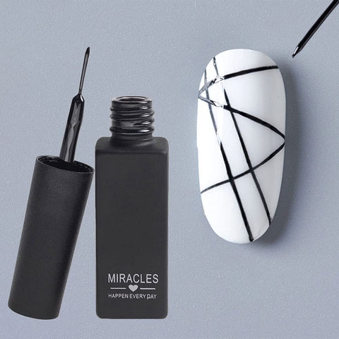 Black Liner Pen Gel Nail Polish, Painting Drawing UV Led Gel Polish Set, Classic DIY 3D Gel Nail Paint Nail Gel Polish, Pen Tool, Pull Line Pen for Nail Manicure