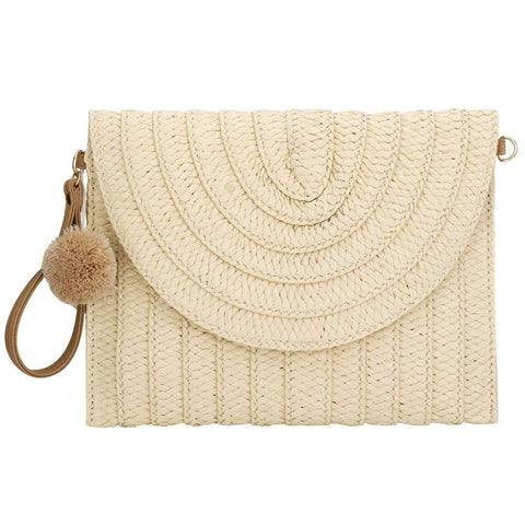 Straw Crossbody Bag Women Handmade Weave Shoulder Bag Round Summer Beach Handbags and Purse (Beige)