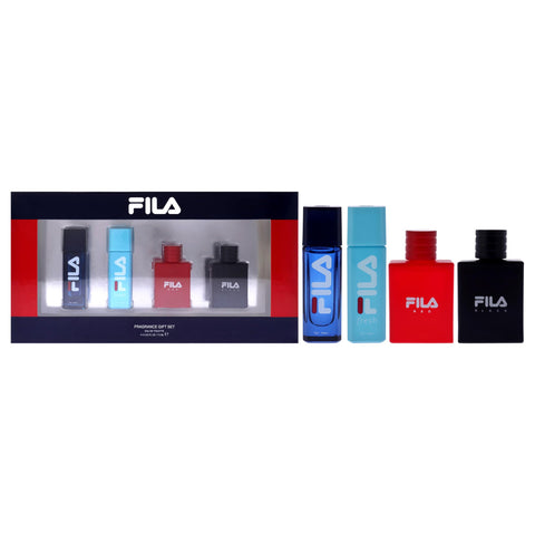 Fila Variety Set for Men - 4 Pc Mini Gift Set 0.25oz EDT Spray, 0.25oz Fresh EDT Spray, 0.25oz Black EDT Spray, 0.25oz Red EDT Spray
