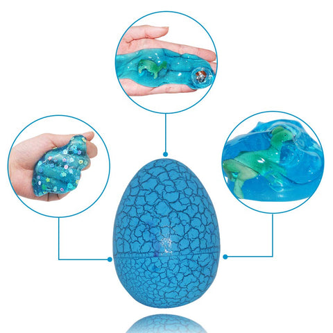6 Pcs Prefilled Jumbo Easter Dinosaur Eggs Filled with Crystal Putty Slime & Figures for All Ages Kids Easter Theme Party Favor, Easter Hunt Game, Easter Basket Stuffers, Great Family Games.