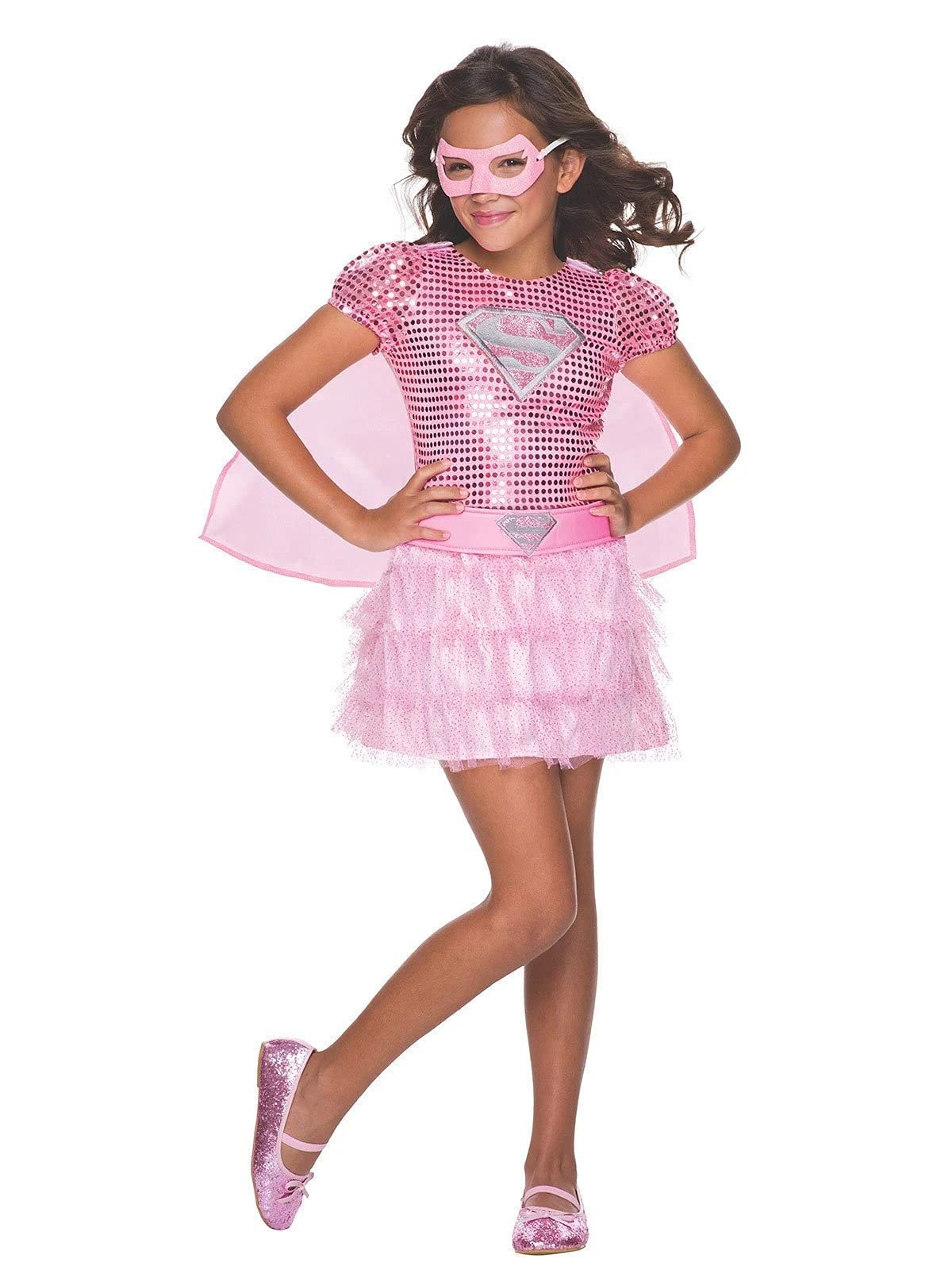 Rubies Costume DC Superheroes Supergirl Pink Sequin Child Costume, Toddler