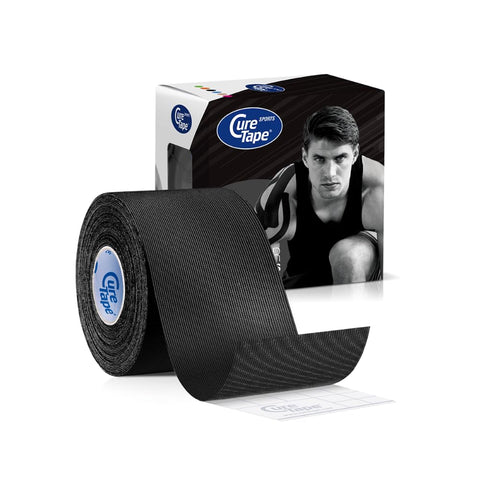 CureTape® Sports Extra Sticky Kinesiology Tape | 30% Stronger Adhesion | Waterproof K Tape | Quick Dry Viscose | Uncut Physio & Sports Injury Muscle Tape for Shoulder, Knee, Ankle | Black
