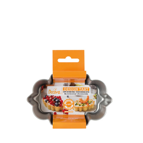 Decora, 0075054 7.5 x 11.5 x 3 cm Non-Stick Steel Oval Cake Tin with Moving Base Makes It Easy to Demould The Cakes Design Line