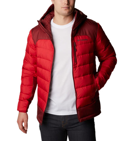Columbia Men's Autumn Park Down Hooded Jacket, Mountain Red/Red Jasper, X-Large