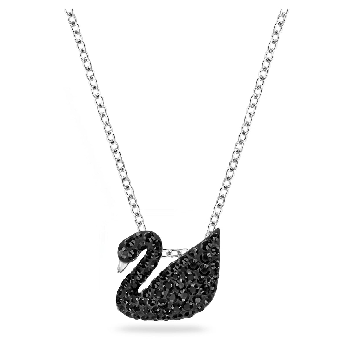SWAROVSKI Swan Pendant Necklace, Swan Pendant with Black Crystal PavÃƒÂ© on a Rhodium Finish Setting, Part of the Swan Collection