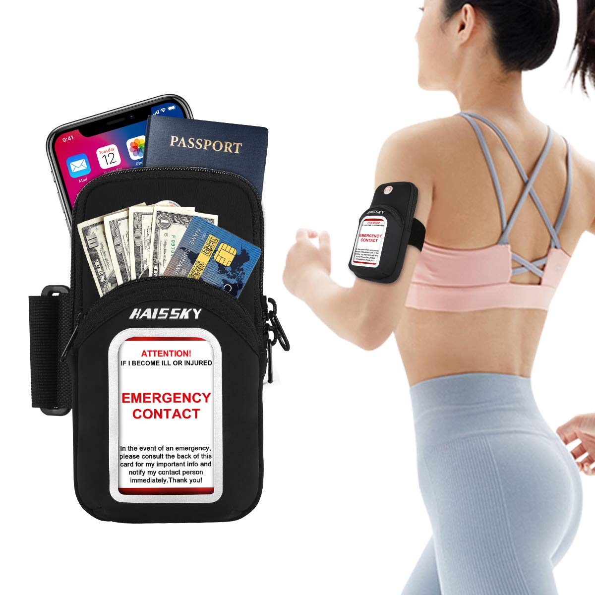 Cell Phone Armband Pouch Running Armband Case for iPhone 15 14 13 12 11 Pro Max XS XR X 8 7 Plus Samsung S22 S21 up to 6.9", Running Phone Holder Sports Arm Bands for Walking Gym Exercise Fitness