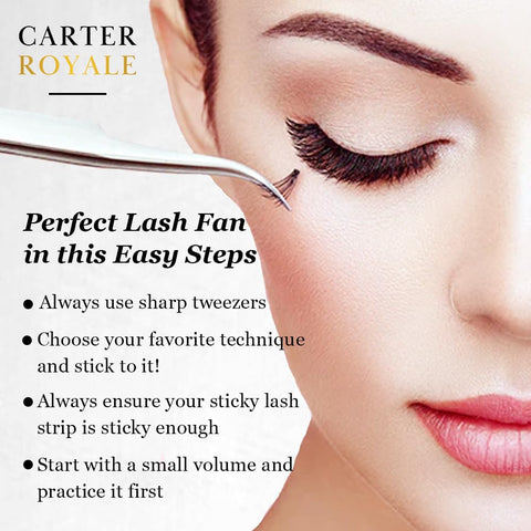 Carter Royal Russian Volume Silk Individual 16 Pairs Eyelash Extensions Volume Curl Natural Look False Eyelashes Fluppy Styles Lashes Easy to Stick For Daily Use And Party Lashes - C-0.07 (11mm)