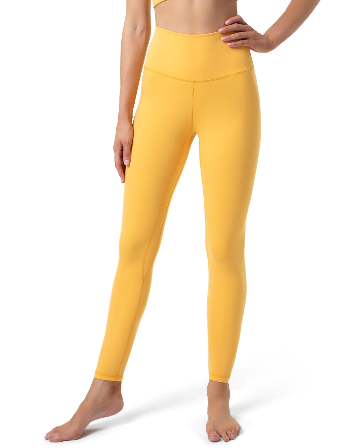 YUNOGA Women's Ultra Soft High Waisted Seamless Leggings Tummy Control Yoga Pants (XS, Amber Yellow)