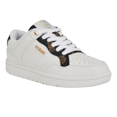Guess Women's RUBINN Sneaker, White/Brown 141, 10