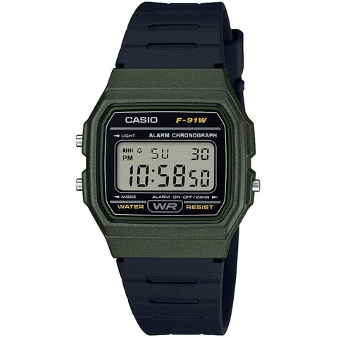 Casio Unisex Adult Quartz Watch, digital Display and Resin Strap F-91WM-3AEF