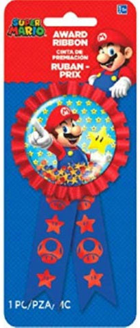 amscan Super Mario Brothers Confetti Pouch Award Ribbon, Party Favor Blue/Red, 5 3/4" x 3 1/8"
