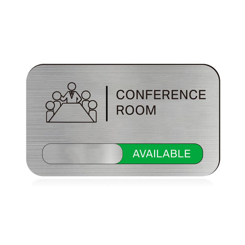 ANIWEY Meeting In Progress Door Sign,Conference Room Door Signs-Sturdy Acrylic,8.8 * 5.1 inch,Door Signs for Office, In use/Available Office Door Sign