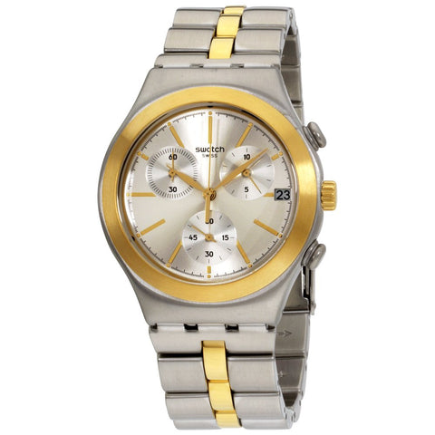 Swatch Unisex Chronograph Quartz Watch with Stainless Steel Strap YCS592G