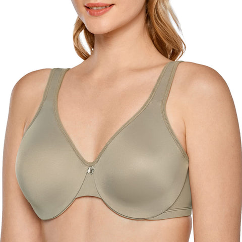 DELIMIRA Women's Minimizer Bra Plus Size Underwire Smooth Full Coverage Seamless Bras Chinchilla 34DD