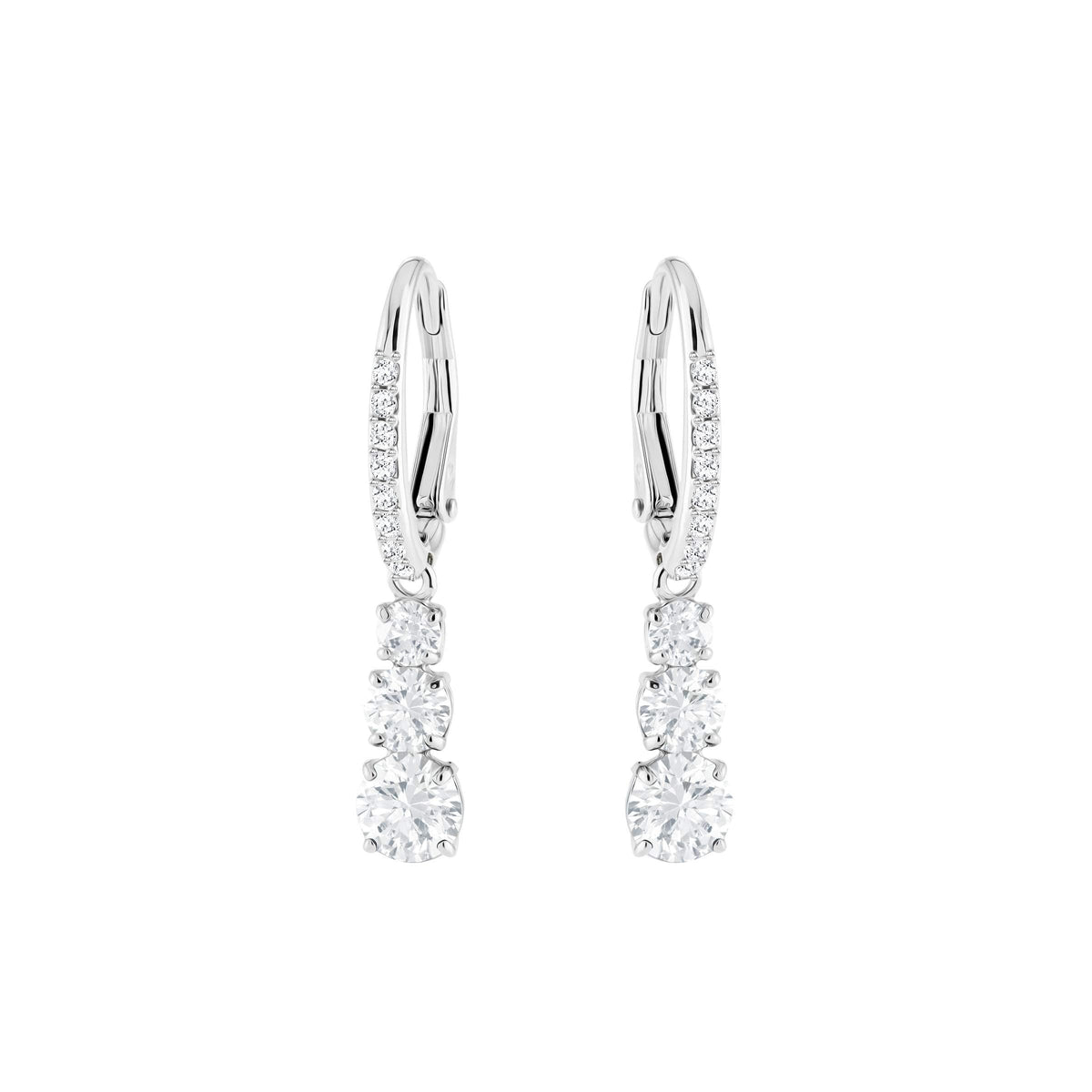 Swarovski Attract Trilogy earrings, White, Rhodium plated