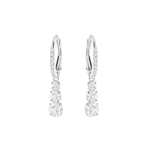 Swarovski Attract Trilogy earrings, White, Rhodium plated