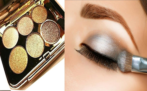 Glitter Eyeshadow Palette Makeup Set,6 Colors Shimmer Eyeshadow Palette Gold Eyeshadow Highly Pigmented Long Lasting Waterproof Nude Eyeshadow Palette Make Up Palettes for Women 2-5 Days Delivery