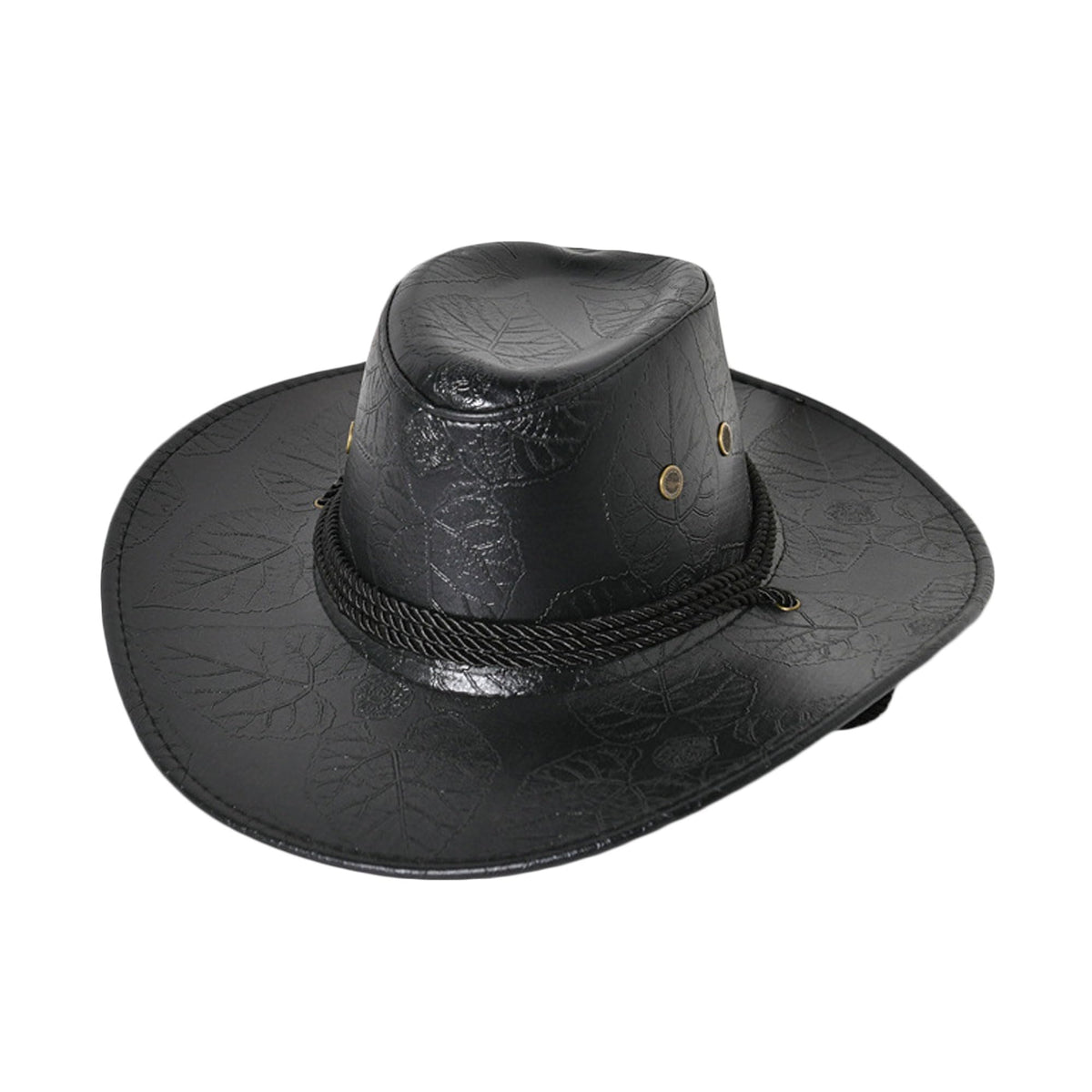 Bestgift Western Cowboy hat Men and Women PU Leather Knight Cap Outdoor Mountaineering Picture Color 2 one Size