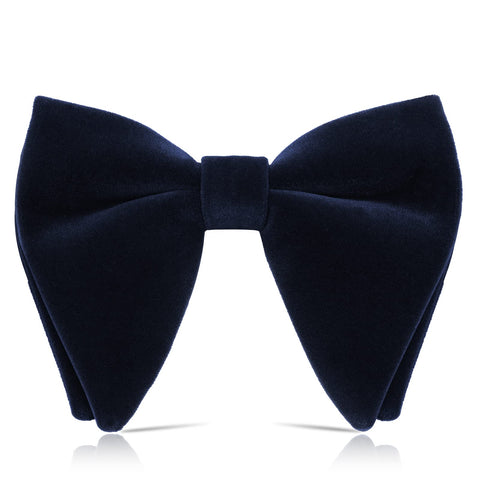 PROUSKY Men's Velvet Pre-tied Bow Tie, Solid Bow Ties Adjustable Bow Tie for Men at Birthday Wedding Formal Party Banquet Photo, 12x10cm, navy blue